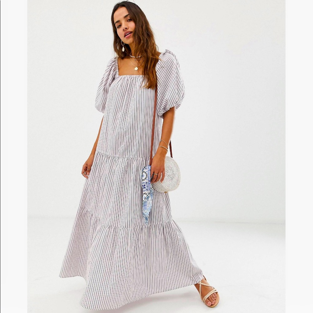 ASOS tiered maxi dress in stripe